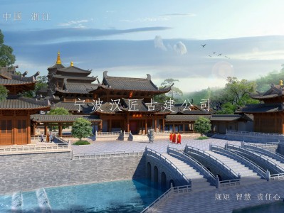 阳泉寺院重建规划设计方案鸟瞰图—积福禅寺